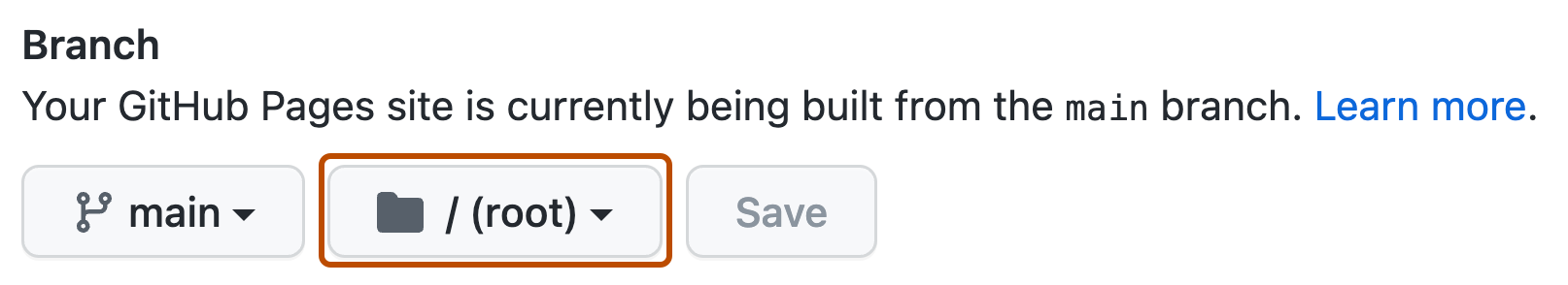 GitHub Pages 게시 폴더 선택 공식 화면